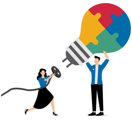 Business team working on business idea  Illustration