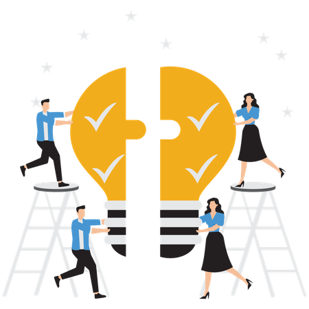 Business team working on business idea  Illustration