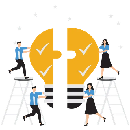 Business team working on business idea  Illustration