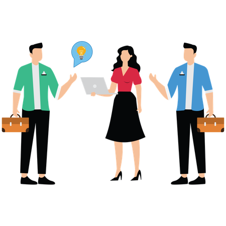 Business team working on business idea  Illustration