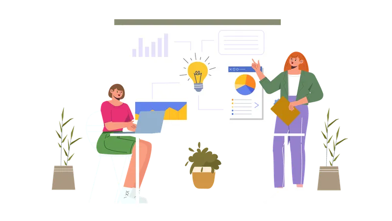 Business team working on business idea  Illustration