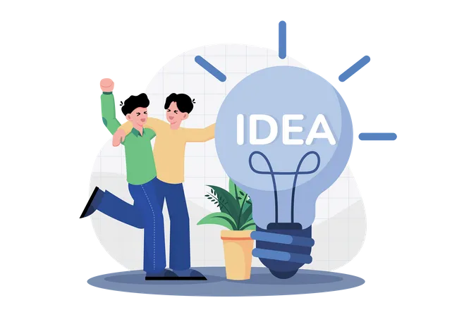 Business team working on idea  Illustration