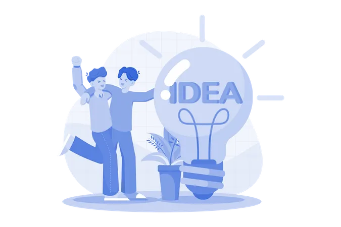 Business team working on idea  Illustration