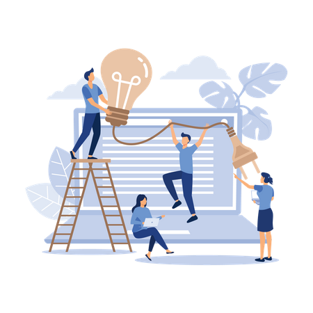 Business team working on idea together  Illustration