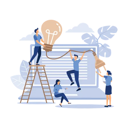 Business team working on idea together  Illustration