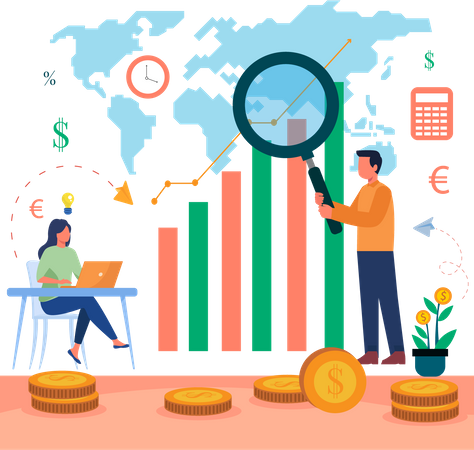 Business team working on Income Growth  Illustration