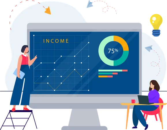 Business team working on Market Analysis  Illustration