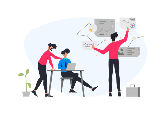 Business team working on planning  Illustration