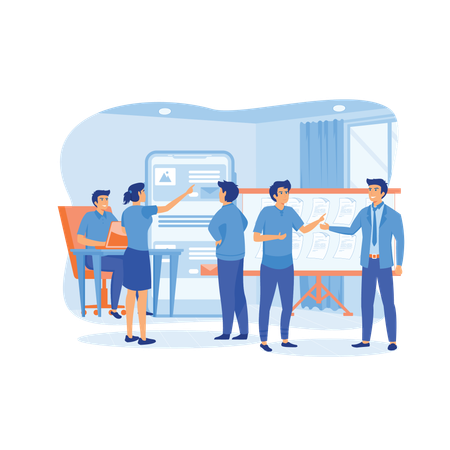 Business team working on project Illustration