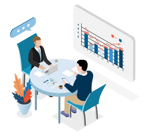 Business And Finance Landing Page Website Layout With Flat People Businessman Analyzing Big Data Use A Database Storage System For Diagrams Of Sales Management Statistics And Performance Reports Illustration