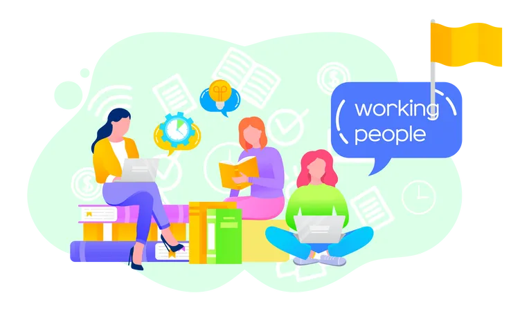 Working People Office Staff Work And Communication Head And Subordinates Various Workers Managers Team Business Employees On Workspace Office Workers Co Workers Colleagues Project Teamwork Illustration