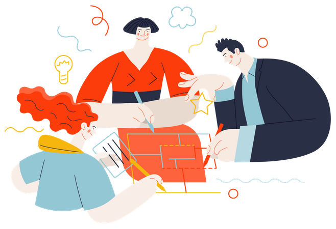 Business team working on project  Illustration