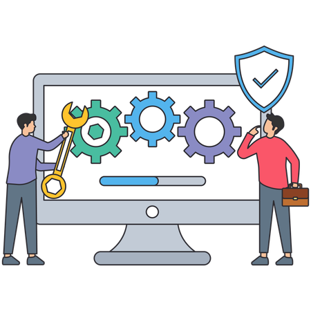 Business team working on Project Processing  Illustration