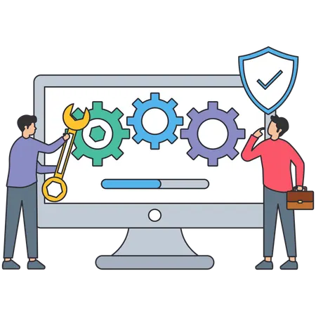 Business team working on Project Processing  Illustration