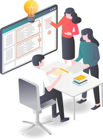 Business team working on project together  Illustration