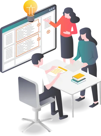 Business team working on project together  Illustration