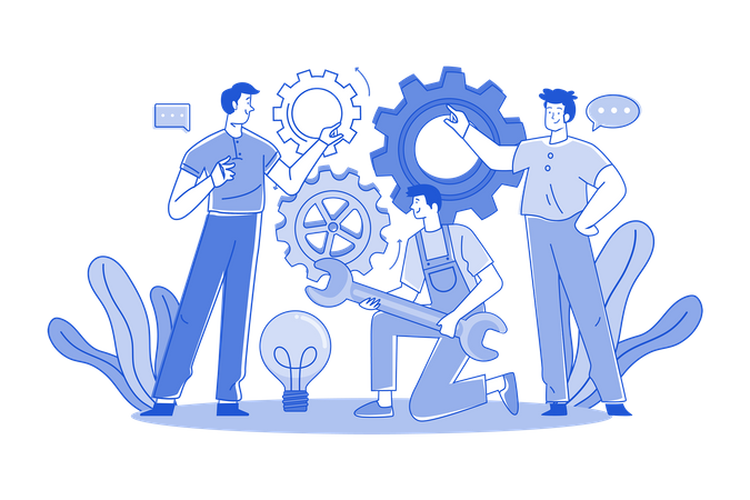 Business team working on projects  Illustration