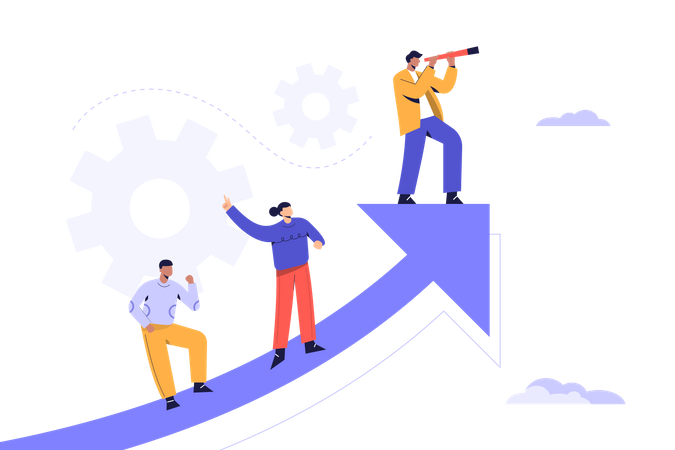 Business Team working on sales growth Illustration