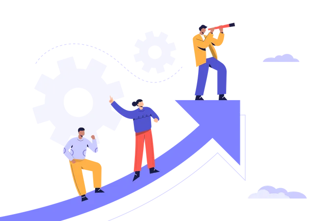 Business Team working on sales growth  Illustration