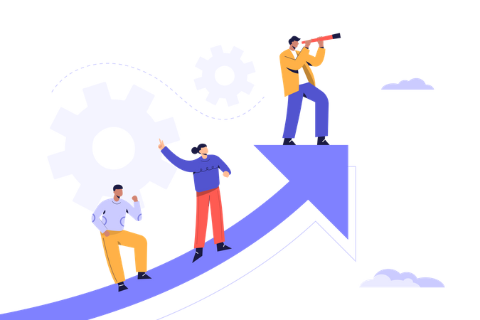 Business Team working on sales growth  Illustration