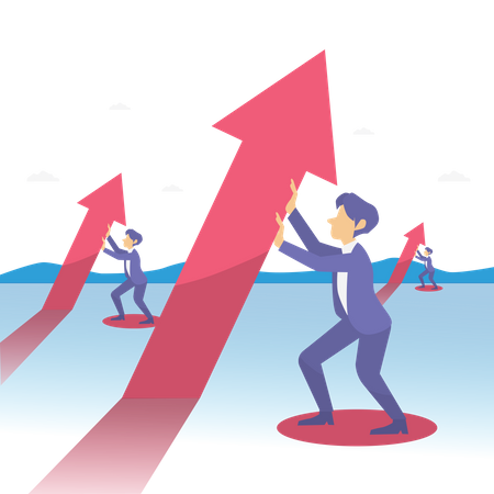 Business team working on sales growth  Illustration