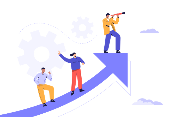 Business Team working on sales growth  Illustration