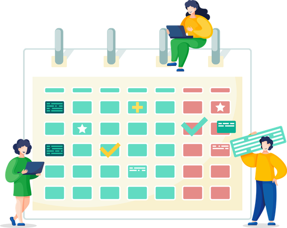 Business team working on schedule management  Illustration