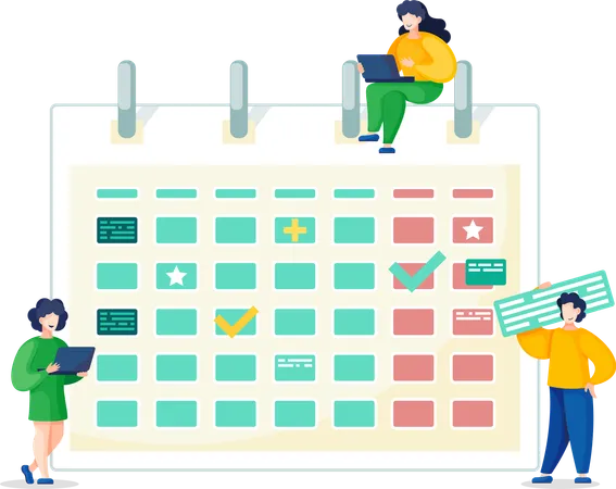 Business team working on schedule management  Illustration