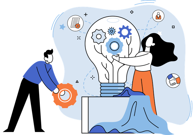 Business team working on business solution  Illustration