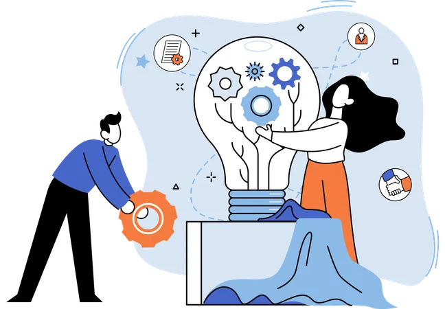 Business team working on business solution  Illustration