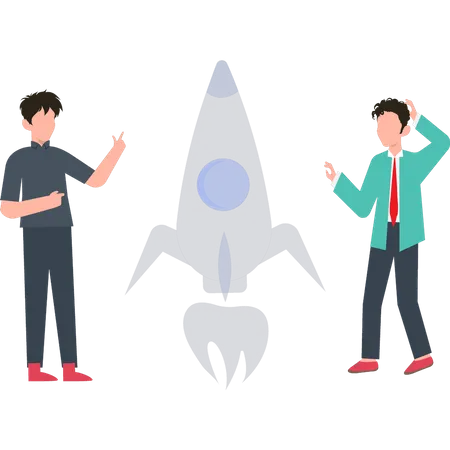 The Boys Are Working On A Rocket Startup Illustration