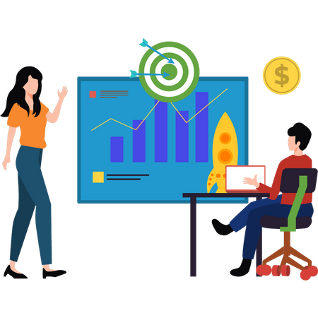 Business team working on startup goal  Illustration