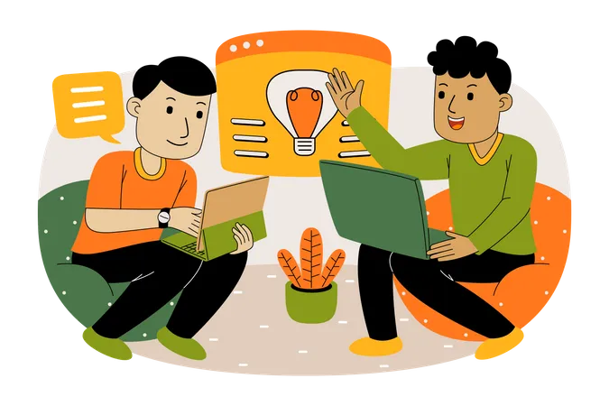 Business team working on startup idea  Illustration