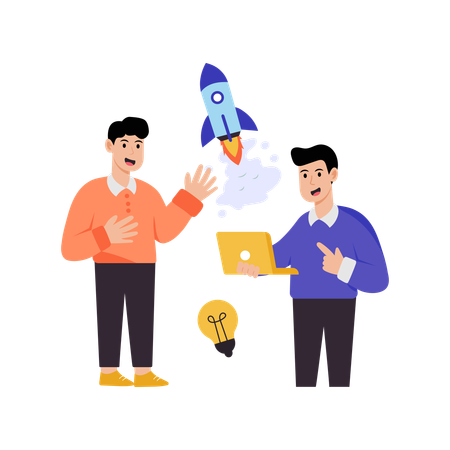 Business team working on startup  Illustration