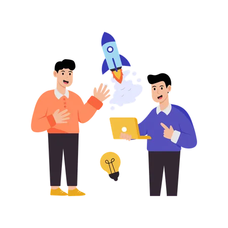 Business team working on startup  Illustration