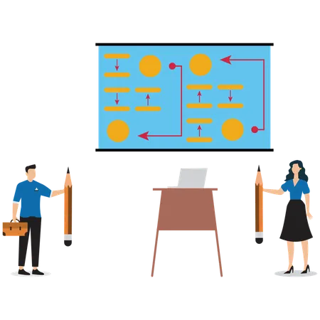 Business team working on strategy  Illustration