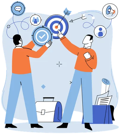 Business team working on successful target  Illustration