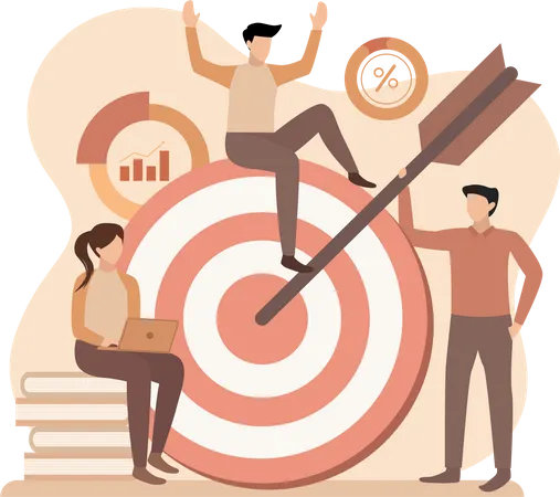 Business Team Working on target analysis  Illustration