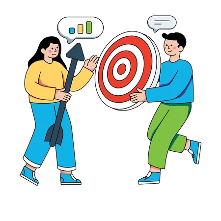 Business team working on business target  Illustration