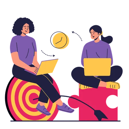 Business team working on business target  Illustration