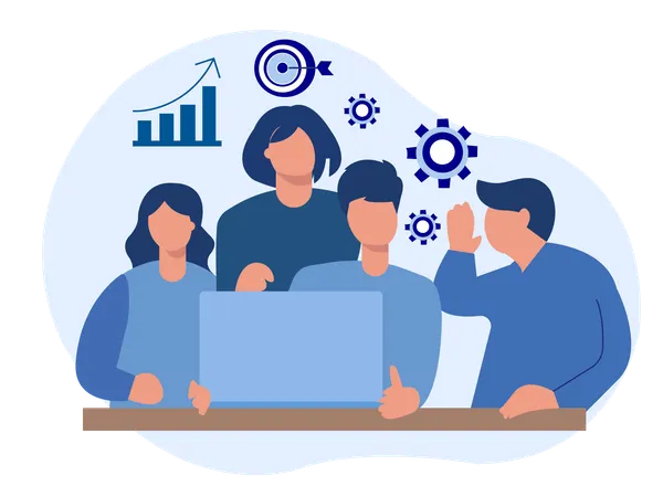 Business team working on business target with growth  Illustration
