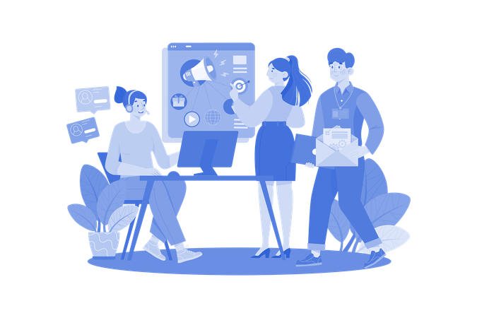 Business Team Working On The Marketing Campaign  Illustration