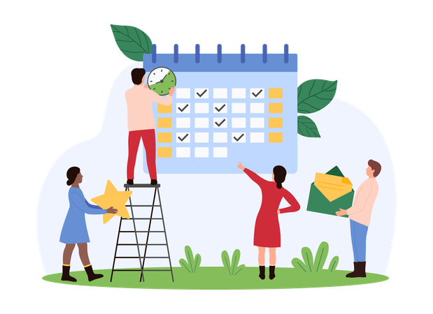 Business team working on time management  Illustration