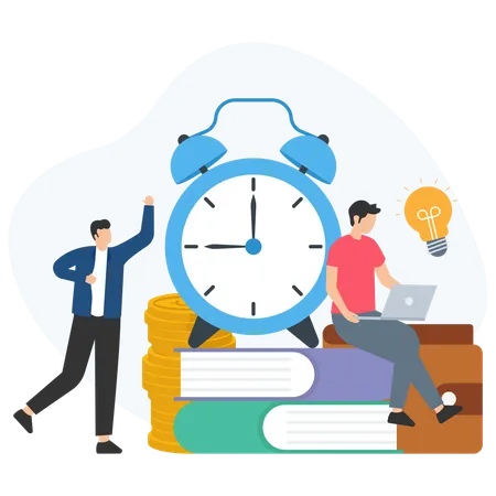 Business team working on Time Management  Illustration