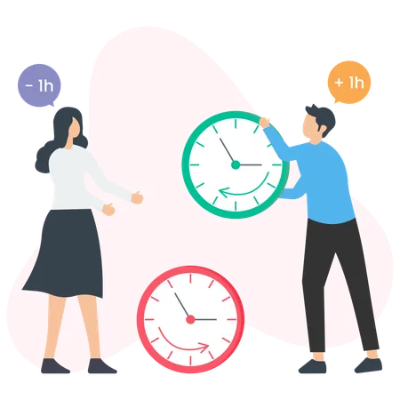 Business team working on Time value  Illustration