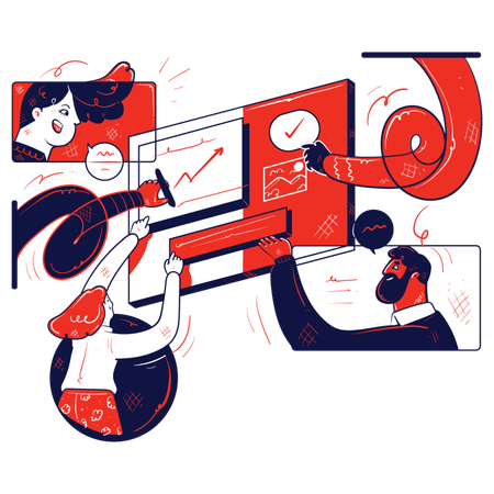 Business team working on web development  Illustration