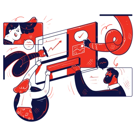 Business team working on web development  Illustration