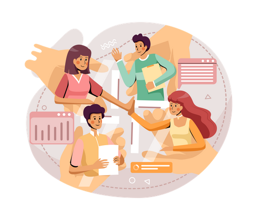 Business team working online  Illustration