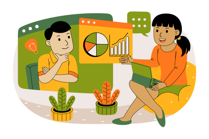 Business team working remotely  Illustration