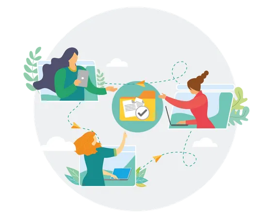 Business team working remotely  Illustration